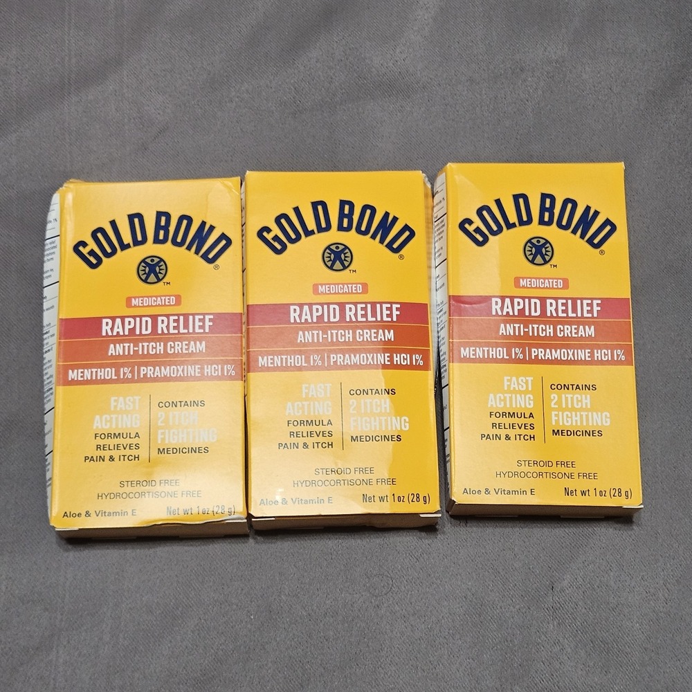 (3)‎ Gold Bond Medicated Rapid Relief Anti-Itch Cream 1 oz Ea. Expires 12/25